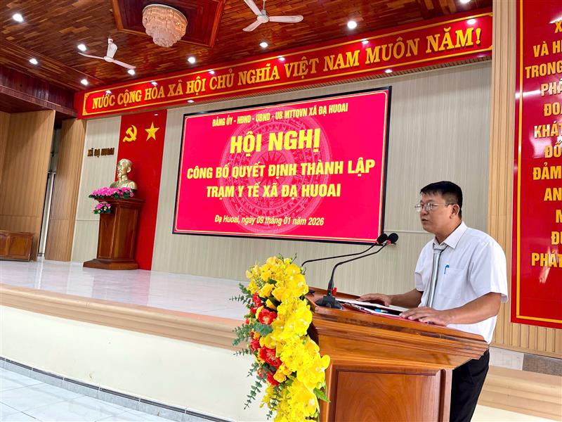 Đồng chí Nguyễn Thanh Hải – Giám đốc Trạm Y tế xã Đạ Huoai đã phát biểu nhận nhiệm vụ