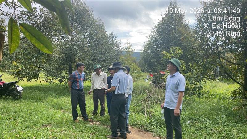 Hình ảnh của lãnh đạo xã cùng chủ đầu tư và đơn vị thi công đi thực địa